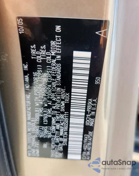 2006 Toyota Tundra Double Cab Sr5 z USA, uszkodzony, nr VIN 5TBET341X6S509111